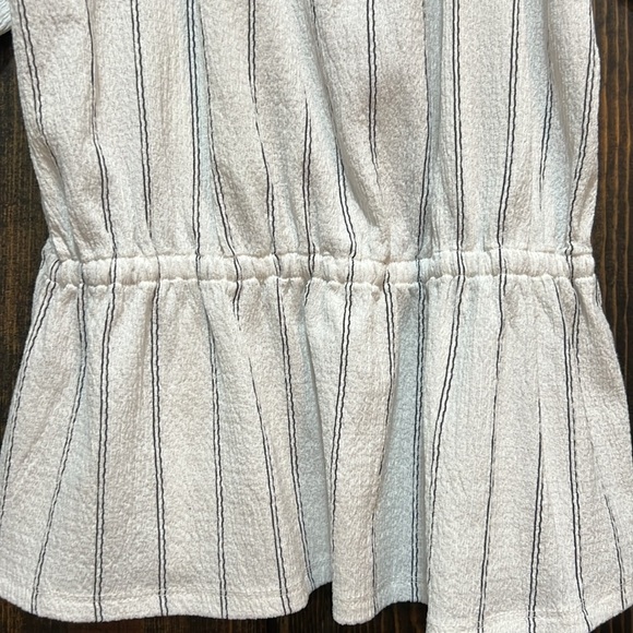 Nine West Peplum Top S Striped Stretch White Black Office Casual Minimalist Boho - Picture 7 of 9